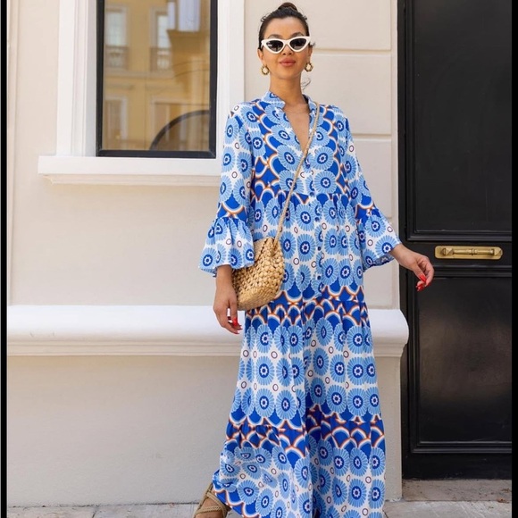 Ashilda Boho Maxi Dress | Made in Turkey | No Size Tag (Best Fits S/M) - Picture 2 of 8